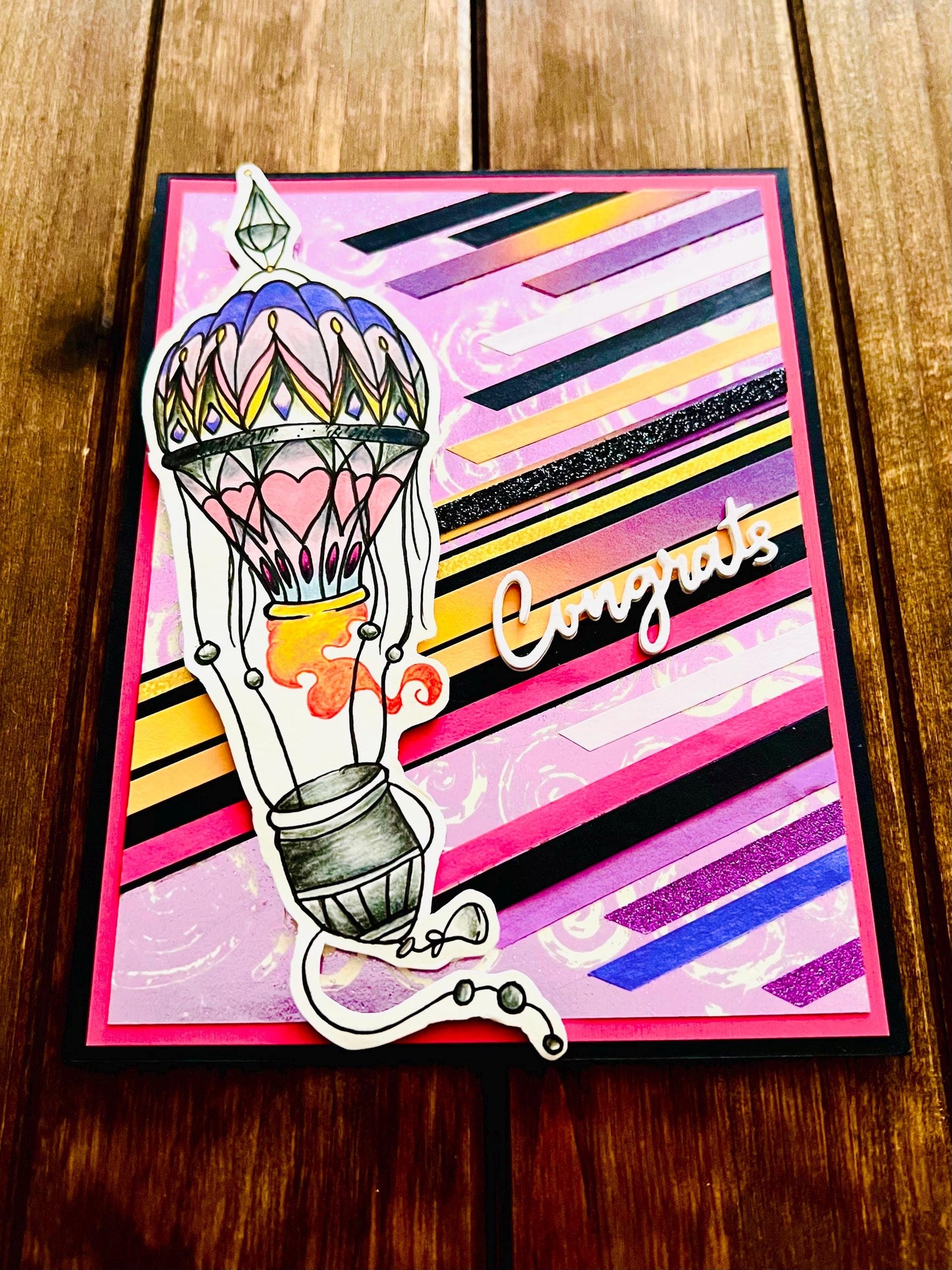 Colorful Hot Air Balloon Congrats Card - Cheerful and Uplifting Design