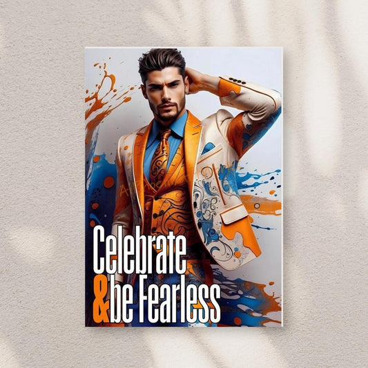Bold Abstract Art Greeting Card: Tattooed Man, Celebrate & Be Fearless (4x6)