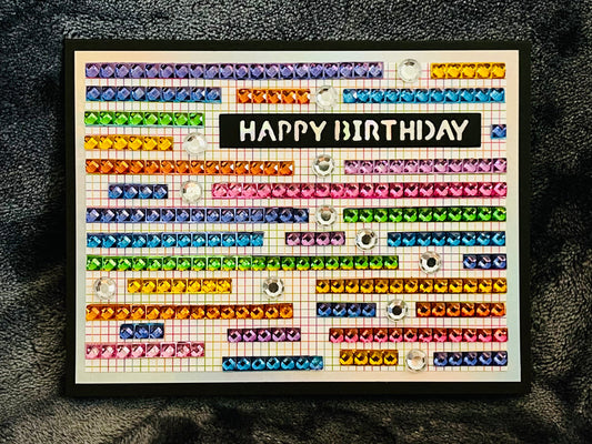 Bedazzled Gemstone Stripes Birthday Greeting Card