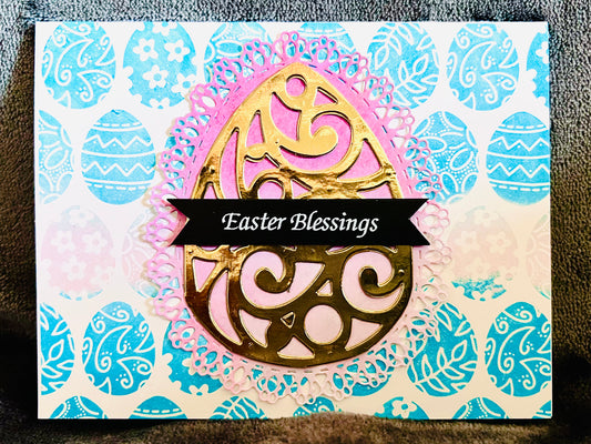 Golden Egg Easter Greeting Card, Handcrafted with Elegance - A Luxurious Springtime Wish for Loved Ones
