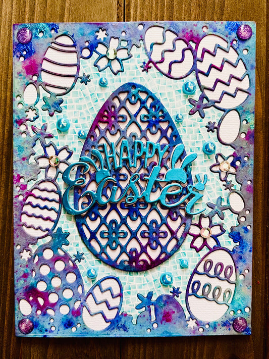 Handmade Filigree Egg Easter Greeting Card - Exquisite Craftsmanship for a Special Springtime Sentiment