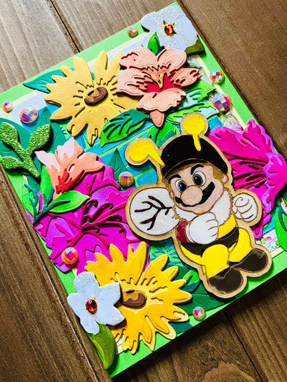 Bee Super Mario Layered Florals Blank Card