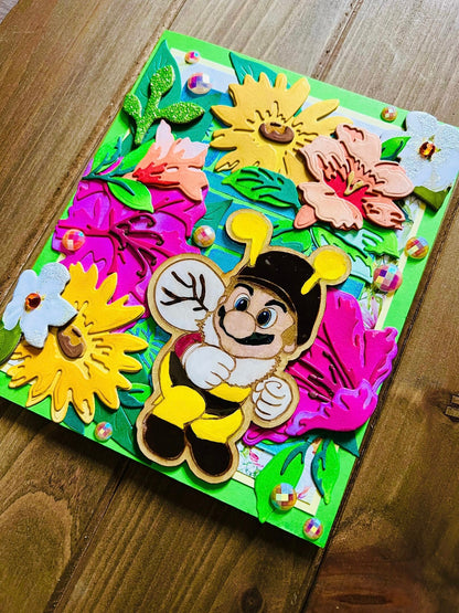 Bee Super Mario Layered Florals Blank Card