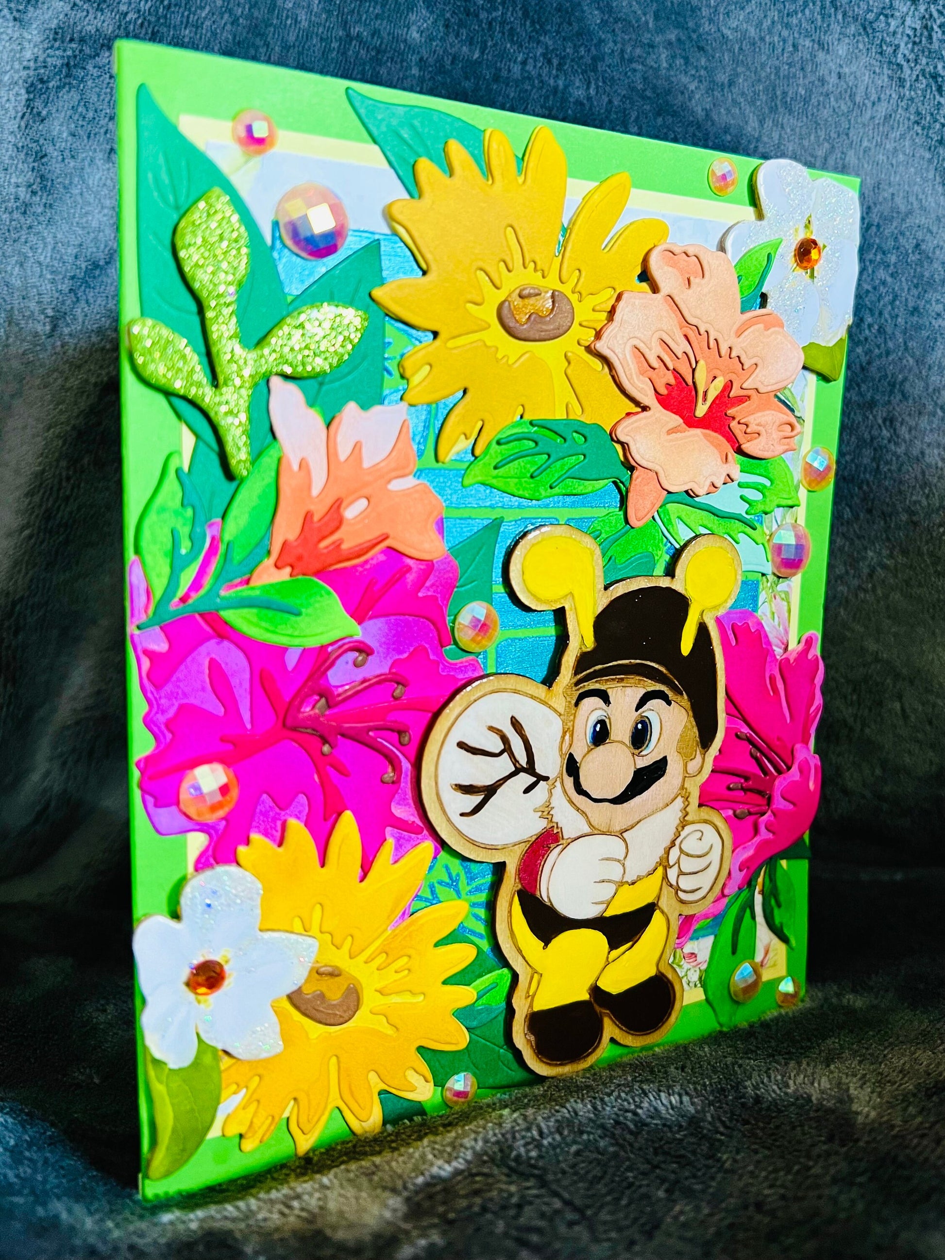 Bee Super Mario Layered Florals Blank Card