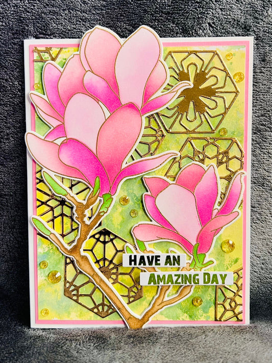Blossoming Pink Magnolias Amazing Day Card