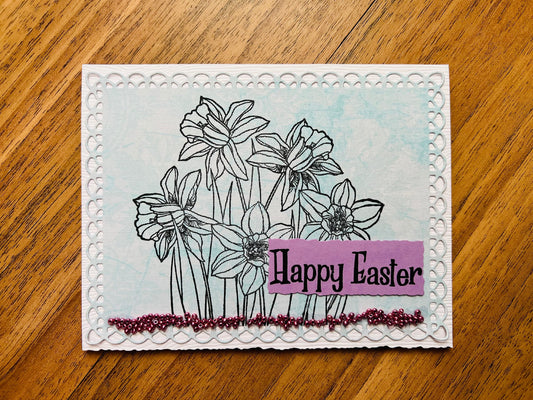 Daffodil Outline Easter Card